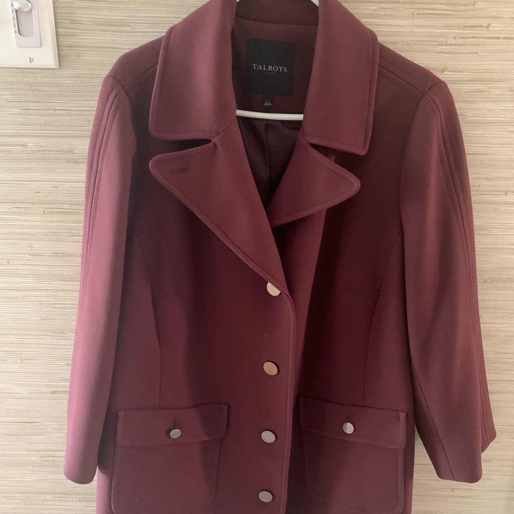 Talbots, Women’s winter dress coat, size 16W, maroon MSRP $259